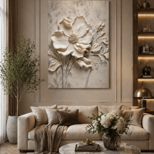 Beyaz Manolya Kanvas Tablo – Sanatsal Dekoratif Duvar Tablosu