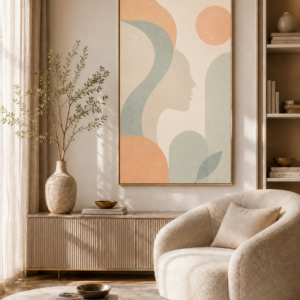 Pastel Soyut Kadın Silüeti Kanvas Tablo – Sanatsal Dekoratif Duvar Tablosu