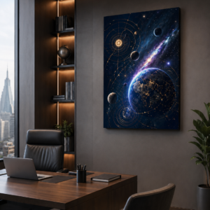 Astroloji Uzay Bilimi Gezegenler Kanvas Tablo – Sanatsal Dekoratif Duvar Tablosu