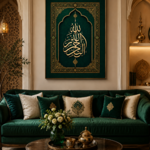 Allah Yazılı İslami Hat Sanatı Kanvas Tablo – Sanatsal Dekoratif Duvar Tablosu